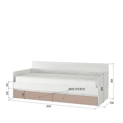 Зефир 900.4 NEW (Кровать-тахта с основанием из ЛДСП)